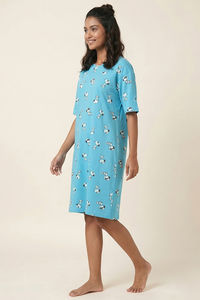 Zivame Peanuts Knit Cotton Loungewear Dress - Bachelor Button — thumbnail 3